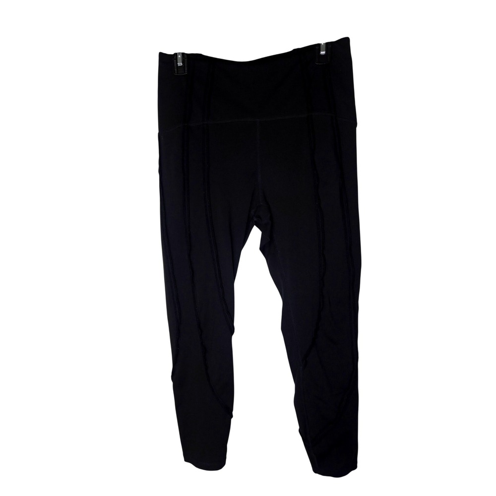 Fabletics Womens Black High Waisted Exposed Seam Pocket Leggings Activewear M